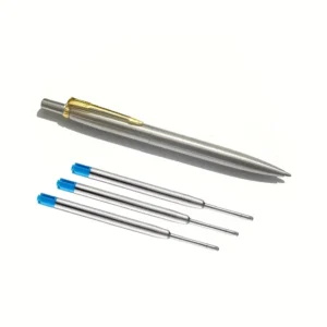 🖊️ bolígrafo retráctil + 3 recambios – acero inoxidable chapado en cromo, escritura precisa | ideal para oficina, negocios y uso diario