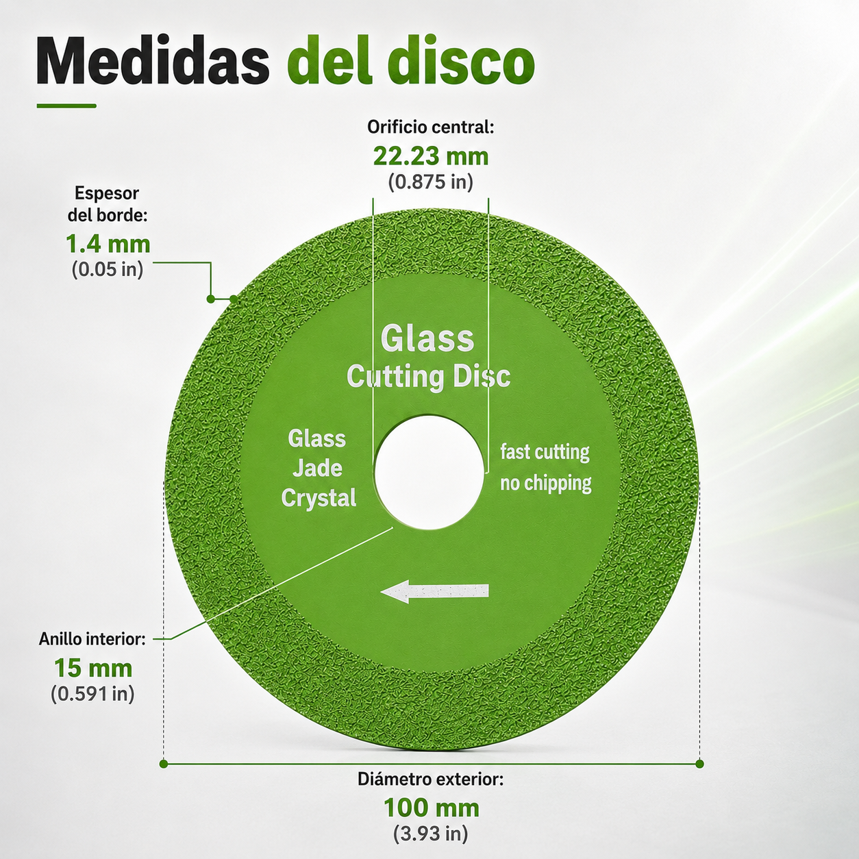 Pack de 3 Discos de Corte de Vidrio y Cerámica de Alta Precisión (4") – Corte Limpio sin Astillar - Imagen 2